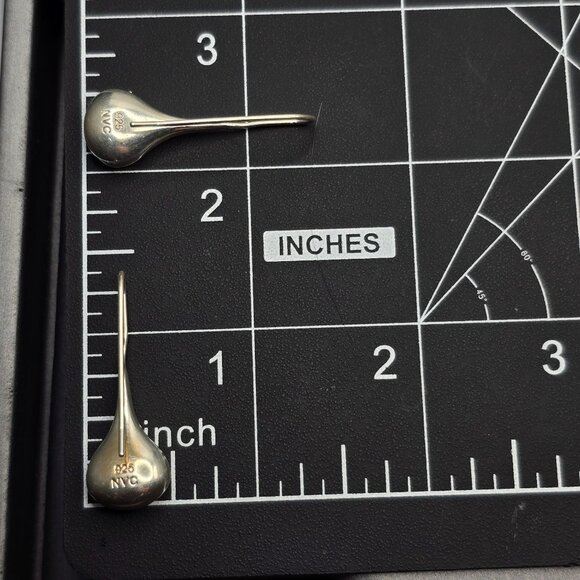 VTG Sterling Silver 925 Dangle Puffy Teardrop Earrings 1.25" Signed AVC - Picture 5 of 7